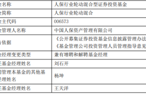 人保行业轮动人保转型混合增聘刘石开 净值均跌逾两成